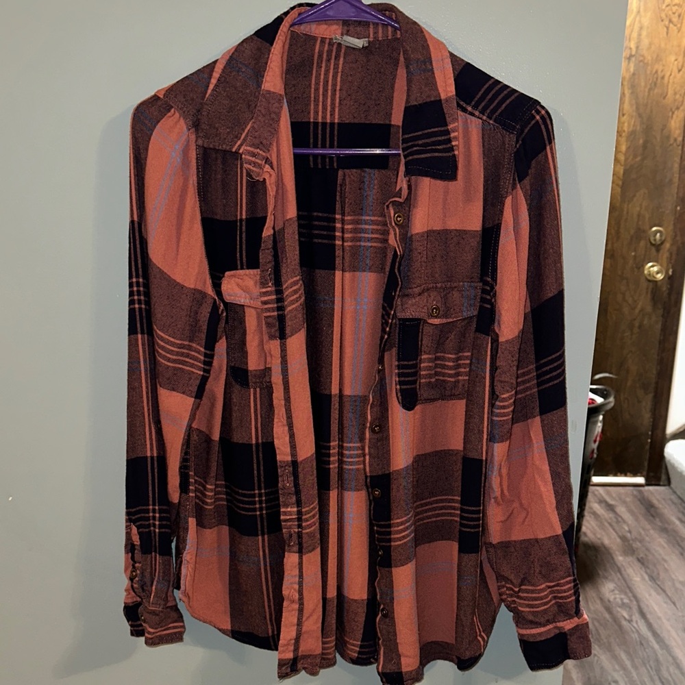 Charlotte Russe Brown and Black Plaid Shirt